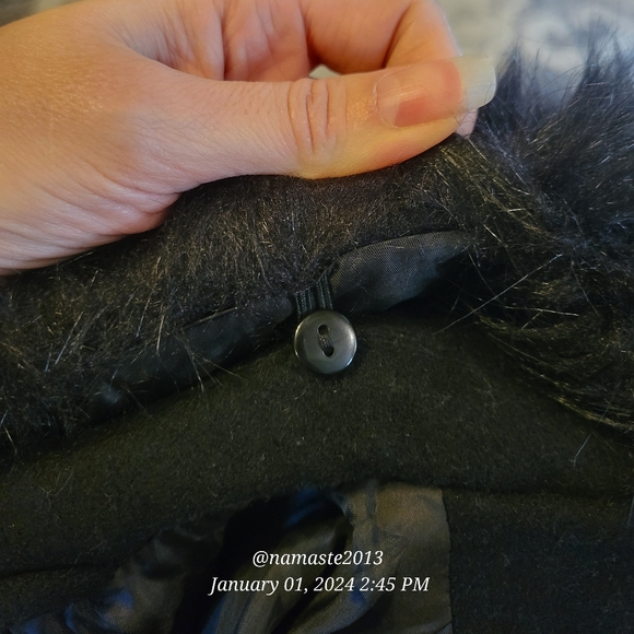 Guess Wool Blend Faux Fur Collar Pea Coat Luxury Designer Jacket Winter #677 - Picture 8 of 15